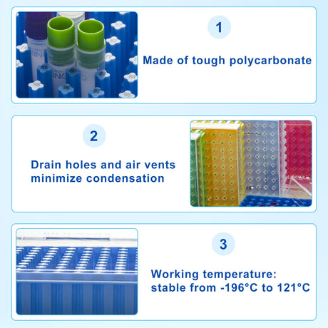 CryoKING® PC Cryogenic Boxes-Assorted color (2in. 100-Well) , 5 /Pack, 20/Case