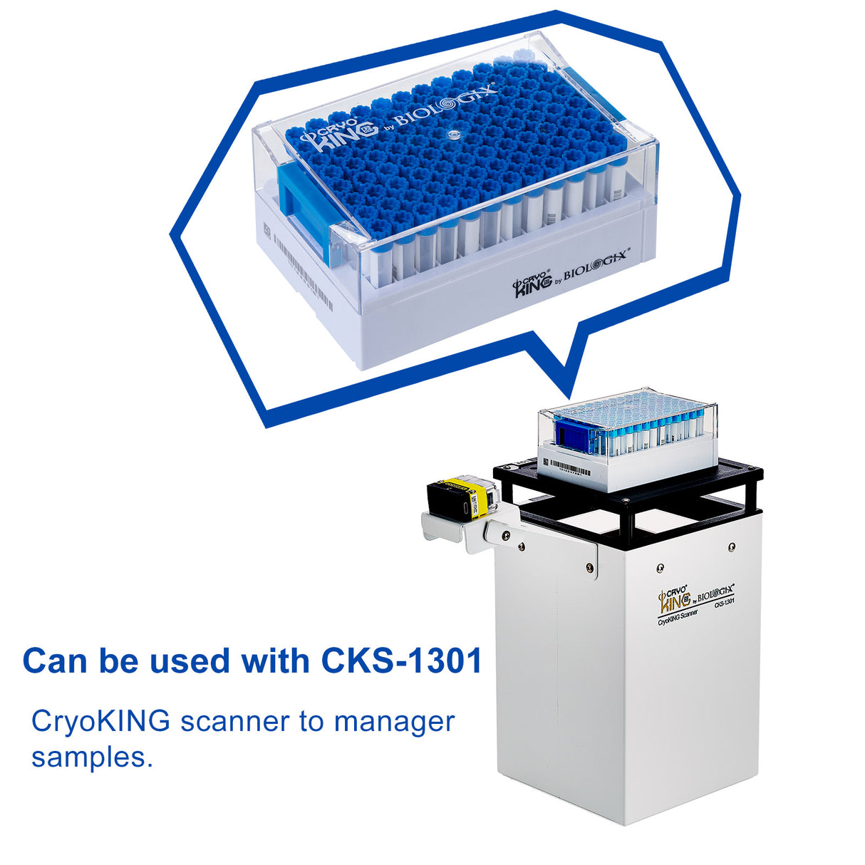 CryoKING® SBS Combo 1.4mL Cryogenic Vials + Rack, 10/Pack, 20/Case