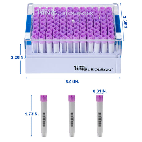 CryoKING® SBS Combo 1.4mL Cryogenic Vials + Rack, 10/Pack, 20/Case