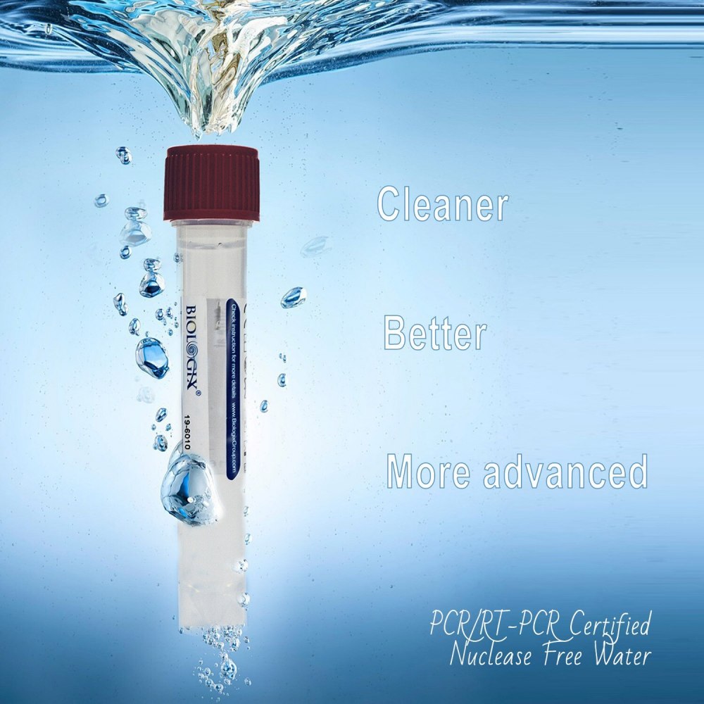 Ultra Pure Water, Molecular Biology Grade, DNase, RNAse, Protease, Endotoxins (Pyrogen) Free, PCR/RT-PCR Certified, Nuclease-Free Water, 10 ml, 50 Pcs/Pack, 10 Packs/Case