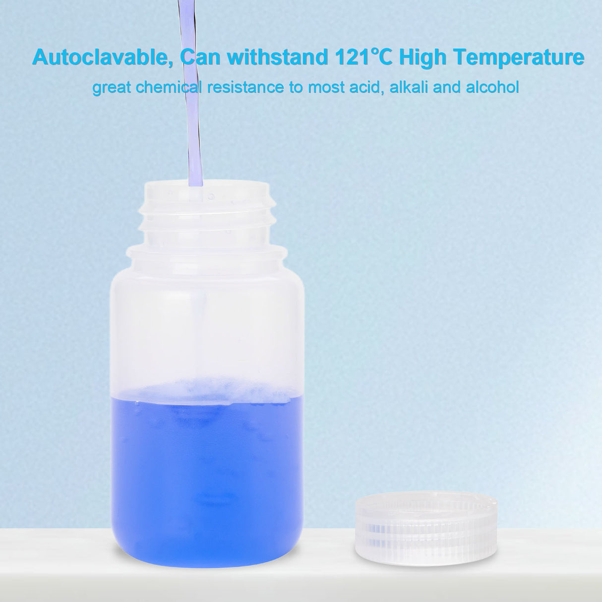 Biologix® 30ml PP reagent bottles, Clear color, Autoclavable, 100/Bag, 10 Bags/Case