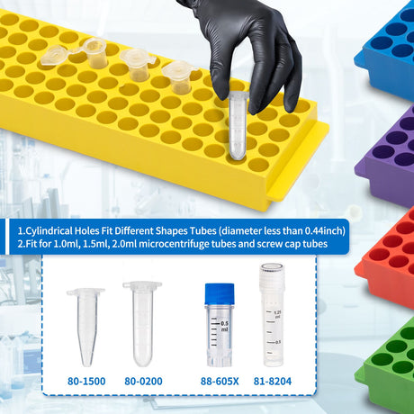 Biologix®  80-Well Microcentrifuge Tube Rack, Assorted Colors, 5/Bag, 4 Bags/Case