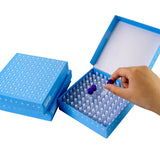 CryoKING® ID-Color™ 1in Cardboard Freezer Boxes (100-well), Blue, 5/Pack, 20/Case