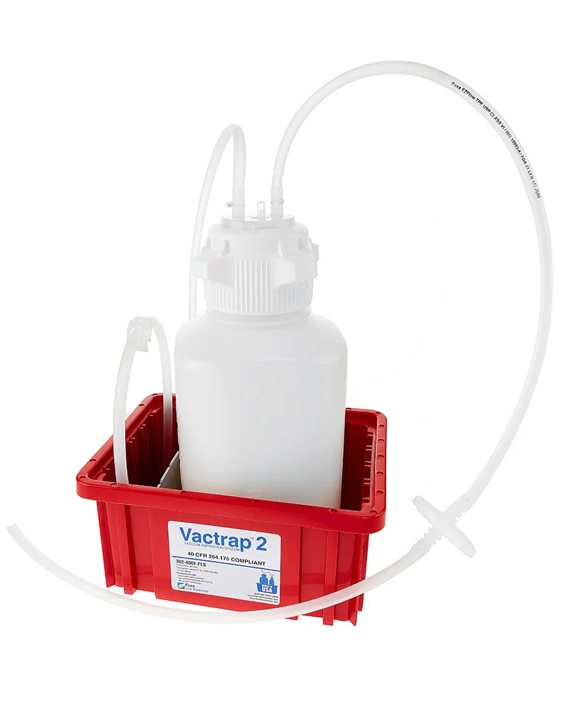 Vactrap™2, High Density Poly Ethylene (HDPE) (Bleach-Compatible), 4L, Red Bin, 1/4" ID Tubing