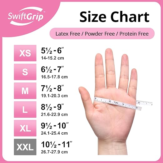 Pink Nitrile Gloves, 3-mil, Industrial Gloves Disposable Latex Free, for Cleaning & Esthetician, Rubber Powder-Free, 100-ct Box