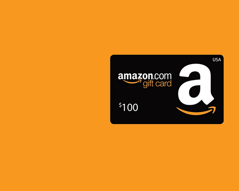Amazon gift card on an orange background