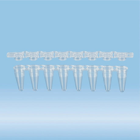 PCR strip of 8, 100 ¬µl, PCR Performance Tested, transparent, PP, flat cap, 250 Piece(s)