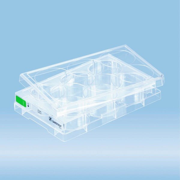 Cell culture plate, 6 well, surface: Suspension, flat base, 50 Piece(s)
