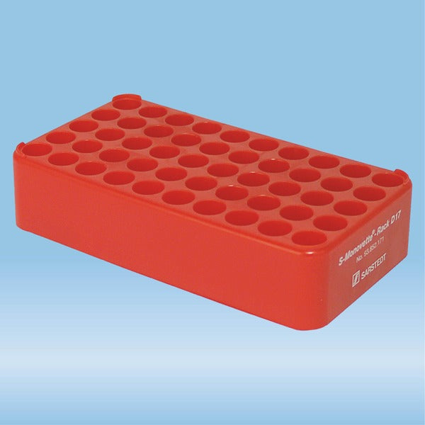 S-Monovette rack D17,  opening: 17 mm, 5 x 10, red, 1 Piece(s)